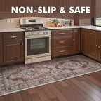 2x6 ft Bedroom Runner Rugs for Hallways Non Slip Hallway Runner Rugs Washable Kitchen Runners Rug Entryway Laundry Room Rug Dresser Runners Long Pink Brown - color: Pink/Caramel, size: 2' x 6' (Runner)