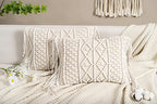 Macrame Lumbar Pillow Cover-Set of 2 with Tassels Rectangualr Cushion Covers Boho Throw Pillow Cover for Couch, Sofa, Bed, Farmhouse, Chair, Dining, Patio, Outdoor, car (B) - color: B