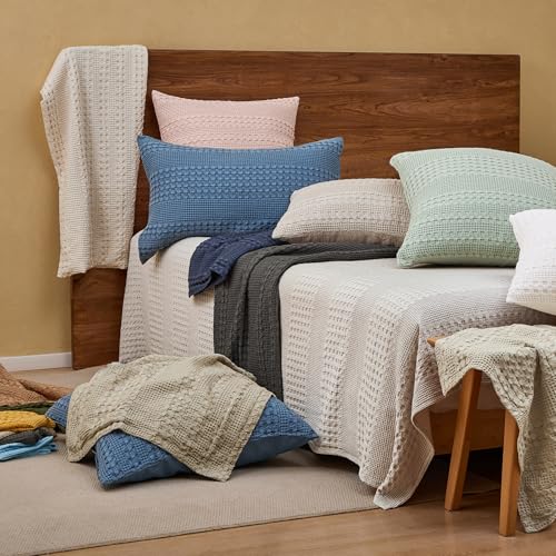 PHF 100% Cotton Waffle Body Pillowcase with Zipper, 1 Pack 20" x 54" Soft Skin-Friendly Pillow Sham, No Filling, Aesthetic Woven and Breathable Waffle Weave Body Pillow Cover for Bed, Oatmeal - color: Oatmeal, size: 54" x 20" (Pack of 1)