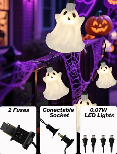 8.5FT Halloween Ghost String Lights Outdoor, Fairy Decorations Lights with 12 LED Bulbs, Waterproof Halloween Decor Hanging String Lights for Bedroom Yard Party Garden Window, Ghost - color: White Ghost