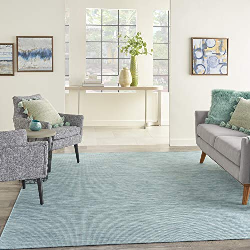Nourison Home Positano Aqua 2'2" x 10' Area Rug - Easy Clean, Non Shedding, Bed Room, Living Room, Dining Room, Kitchen (10' Runner) - color: Aqua, size: 2'2" x 10' (Runner)