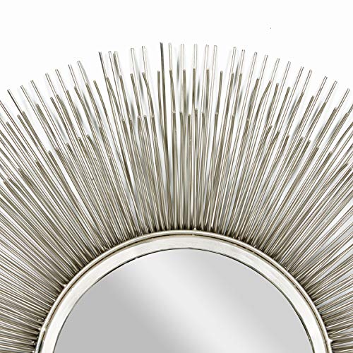 Deco 79 Metal Room Wall Mirror Starburst Entryway Mirror, Wall Mounted Mirror 29" x 4" x 29", Silver - color: Silver, size: 28.5"L x 28.5"W