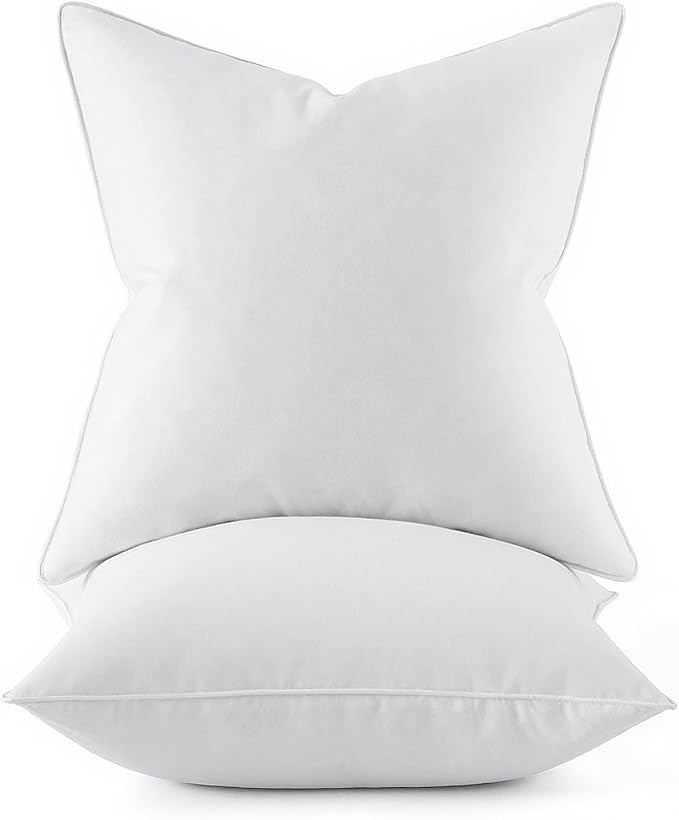 MIULEE 24x24 Euro Pillow Inserts, Pack of 2 Down Feather Premium Throw Pillows with Cotton Fabric for Bed Couch Living Room Sofa