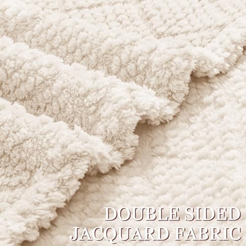 Whale Flotilla Fuzzy Fleece Throw Blanket for Couch, Bed, Soft Fluffy Jacquard Waffle Blankets for All Season, Lightweight and Cozy, 50x60 Inch, Ivory - color: Ivory, size: Throw(50x60 Inch)