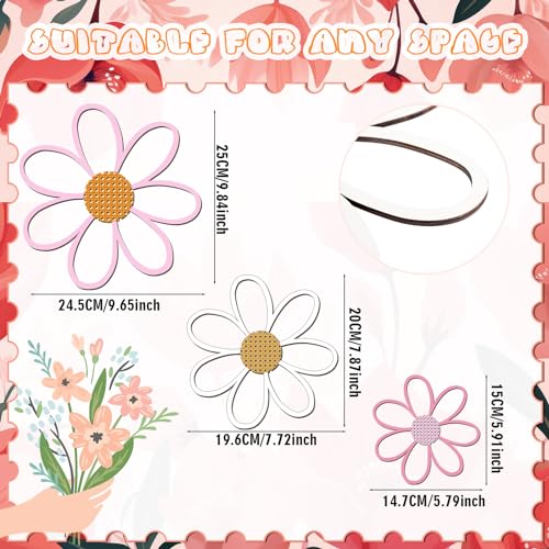 Thyle 6 Pcs Daisy Wall Decor Wooden Daisy Wall Sculptures Art Flowers Signs Hanging Plaque for Home Nursery Bedroom Farmhouse Bathroom Decorations Housewarming Gifts(Pastel Color) - color: Pastel Color