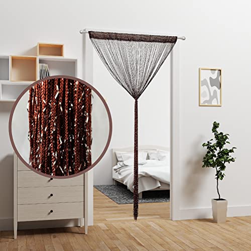 Door String Curtain Doorway Beads Curtains,Hanging Room Divider Beaded Decor Hippie Glitter Fringe Panel Closet Window Doors Sequin Sheer Boho Doors Tassel (Coffee) - color: Coffee