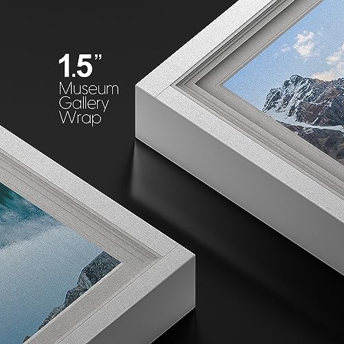 wall26 Canvas Print Wall Art Window View Snowy Mountain Range Cloudy Sky Lake Reflection Nature Wilderness Photography Digital Art Realism Decorative Rustic Landscape Colorful for Bedroom - 12"x18" - color: A33-2307-est03, size: 18"L x 12"W