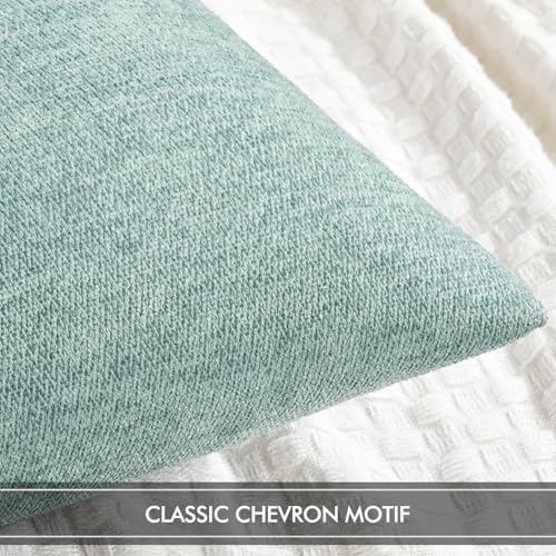 MIULEE Pack of 2 Aqua Green Decorative Pillow Covers 18x18 Inch Soft Chenille Couch Spring Throw Pillows Farmhouse Cushion Covers for Home Decor Sofa Bedroom Living Room - color: Aqua Green, size: 18" x 18" (Pack of 2)