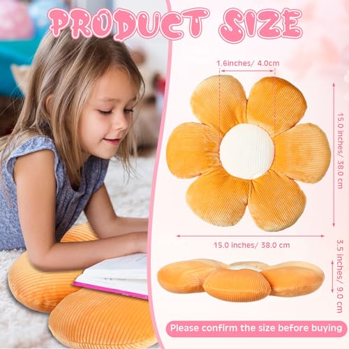 Reginary 4 Pcs Flower Floor Pillows Cute Plush Flower Throw Pillows Daisy Floor Seat Cushion Chair Pads for Back to School First Day of School for Sofa Couch Bed Decor(15 Inch,Bright Color) - color: Bright Color