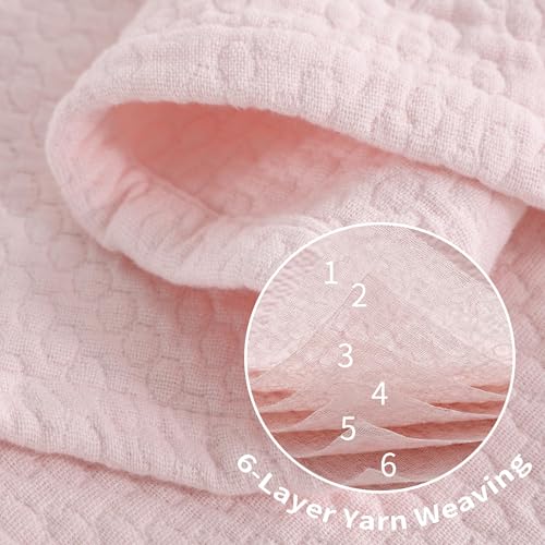 Premium 100% Cotton Blanket – All-Season Soft Breathable Bed Blanket for Throw Size – Lightweight Stylish Textured Throw for Bed– Giftable Cozy Bedding - color: Pink, size: Throw (50"x60")