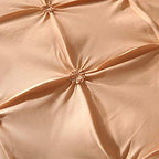 Feelyou Pinch Pleated Comforter Cover Set Queen Pintuck Bedding Set Soft Pintuck Tufted Duvet Cover with 2 Pillow Shams Luxury Microfiber Quilt Cover Solid Champagne Breathable Zipper 3 Pieces - color: Champagne, size: Queen