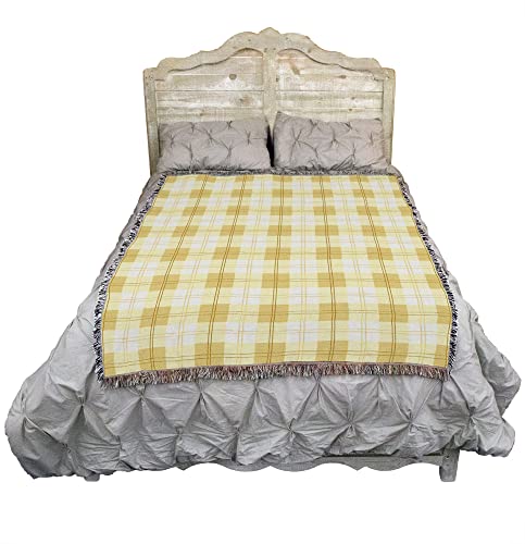 Pure Country Weavers Lemon Plaid Blanket - Gift Tapestry Throw Woven from Cotton - Made in the USA (72x54) - color: Lemon