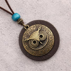 Leather Necklace for Women Long Boho Pendant Hippie Choker Necklace Bohemian Layered Leather Rope Wooden Jewelry Gifts - style: Chunky Pendant Necklace