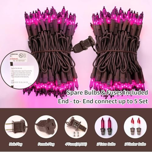 LAMPHOME Halloween Purple String Lights, 100 Mini Fairy Lights Set, Brown Wire 20Ft Traditional Halloween Holiday Décor for Home, Christmas Tree, Bedroom, Patio, Wedding - color: Purple