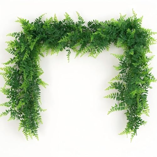 GBESTWOOW Fern Garland, Artificial Vine Fake Greenery Wedding Arch Swag Backdrop Doorways Table Runner Ivy Indoor Outdoor - size: 5.9 FT-Fern garland