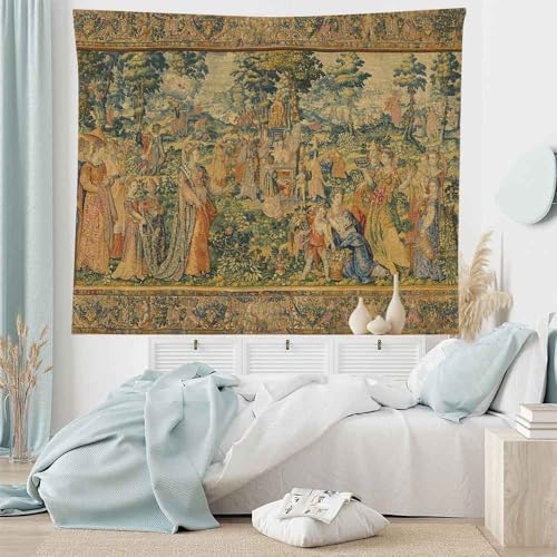 LATETOMT Medieval Art Wall Tapestry Renaissance Tapestry Boho Tapestries Wall Hanging Canvas Tapestries Wall Art for Bedroom Living Room Dorm Decor Tablecloth LTMTAYW473 - color: Brown-2, size: Customize