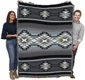 Pure Country Weavers Aydin Slate Blanket - Southwest Native American Inspired - Gift Tapestry Throw Woven from Cotton - Made in The USA (72x54) - color: Slate, size: Large