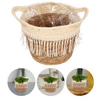 Abaodam Woven Basket Planter for Indoor Plants Small Jute Rope Plant Basket with Tassel Boho Flower Pot Holder Home Decor Storage Container