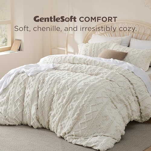 Bedsure Boho Duvet Cover Queen Size, Soft & Comfortable Elegant Design Boho Bedding for Decoration, Machine Washable Comforter Cover for All Seasons,Includes 1 Duvet Cover & 2 Pillow Shams,Beige - color: 01 - Beige - Elegant (No Comforter), size: Queen (9