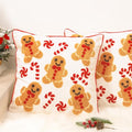 Whaline 2 Pcs Christmas Tufted Throw Pillow Covers Xmas Red White Gingerbread Man Candy Cane Pillowcase Winter Pillowslip Cushion Cover for Sofa Couch Bed Home Party Decor, 18 x 18 Inch