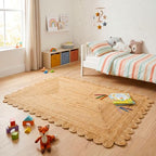GRUHUM Scalloped Jute Area Rugs 5'x8' ft Natural Fiber Handwoven Boho Reversible Farmhouse Soft Braided Rug Indoor Ecofriendly Livingroom Bedroom Kitchen Hallways Enterways Rectangular Rug - color: Natural-55, size: 5' x 8' (Rectangular)