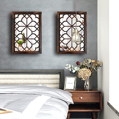 Wocred Set of 2 Rectangular Wall Mirror,Gorgeous Rustic Farmhouse Accent Mirror,Caramel Color Entry Mirror for Bathroom Renovation,Bedrooms,Living Rooms and More(11”x15”) - color: Caramel Color, size: 11x15 inch - 2 PCS