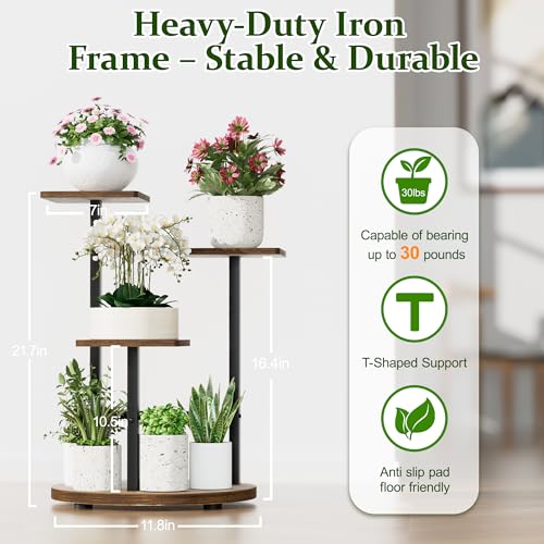 3 Tier Wood Plant Stand Indoor Outdoor, Wood Tall Plant Rack, Heavy Duty Wrought Iron Flower Pot Stand, Planter Display Rack for Living Room Balcony Garden Patio - BlackSquare - color: BlackSquare, size: 3-tiers