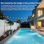 SINLEY 10 Pack Suspension Outdoor String Light Poles for Outside String Lights Hanging,with Clip and Holder,Light Post Mounting Stand for Patio Fence Wall Garden Backyard Deck - style: 10 Pack 2.8Ft