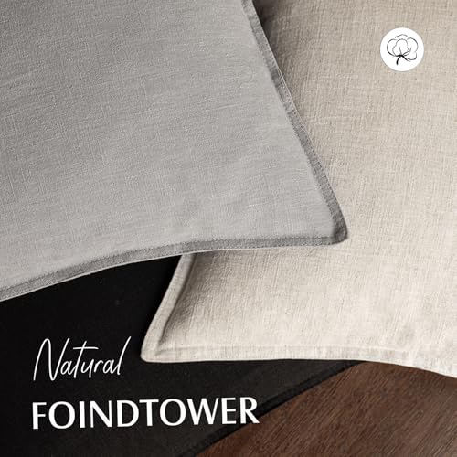 Foindtower Pack of 2, Decorative Linen Solid Throw Pillow Covers Soft Accent Cushion Case Boho Farmhouse Neutral Pillowcase for Chair Couch Sofa Bedroom Living Room Home Decor 16 x 16 Inch Black - color: Black, size: 16" x 16" (Pack of 2)