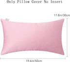Thmyo 4-Pack 100% Cotton Lumbar Comfortable Solid Decorative Throw Pillow Covers Rectangle Cushion Cover Pillowcases Valentines Day DIY Throw Pillow Cases for Sofa Bed Car(12x20inch/30x50cm,Pink)