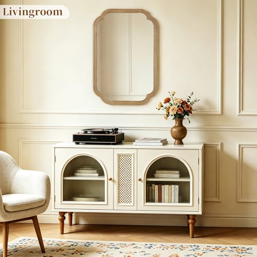 HOMECOOKIN Wood Bathroom Mirror for Wall Decor Arched Rounded Corner Rustic Wood Frame Wall Mirror Home Decorative for Vanity, Living Room, Bedroom, Entryway (20 x 30 inch, Honey A) - color: Honey a, size: 30"L x 20"W