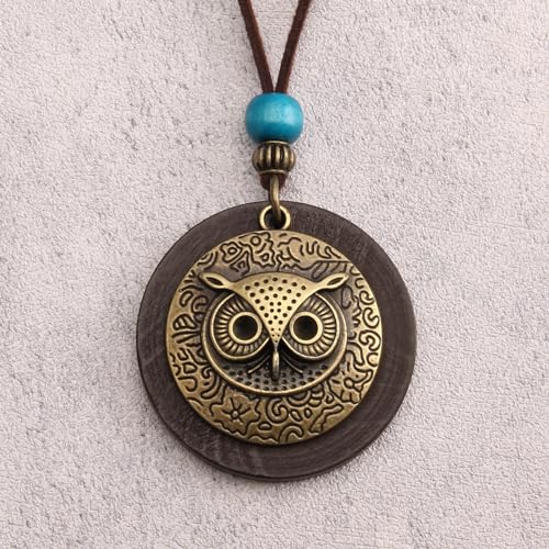 Leather Necklace for Women Long Boho Pendant Hippie Choker Necklace Bohemian Layered Leather Rope Wooden Jewelry Gifts - style: Chunky Pendant Necklace
