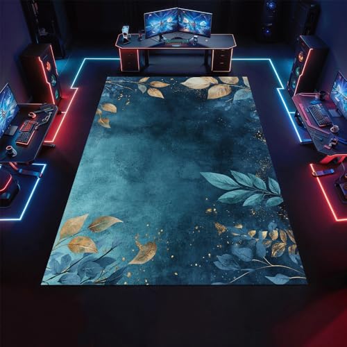 Boho Vintage Plants Rug 5x8 Area Rugs Modern Blue Plant Leaves Rugs Soft Faux Wool Washable Non Slip Carpet for Teens Boys Girls Kids Room Living Room Bedroom Entry Floor Mats - color: Style-1, size: 5'x8'/(60"W x 96"L)