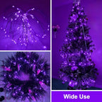 QITONG Solar Fairy Lights Outdoor Waterproof, 2 Pack Each 66ft 200 LED Purple Christmas String Lights, Silver Wire Twinkle Mini Lights with 8 Modes - color: Purple