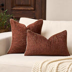 Yangest Chenille Pillow Cover 18 x18 Inches, Thick Textured Square Throw Pillow Cover Farmhouse Modern Soft Accent Couch Neutral Pillow Cover for Living Room Bedroom, Red - color: Red, size: 18" x 18" (Pack of 1)