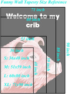 Welcome To My Crib Tapestry 36x48 Inches Funky Meme Funny Tapestry for Bedroom Vertical Fun Black Wall Tapestries Wall Hanging Arts Cute Posters for Bedroom Teens Kids Room Decoration Christmas Gifts