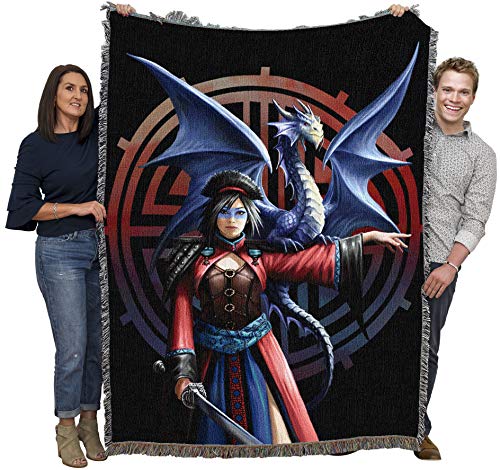 Pure Country Weavers Look to The East Dragon Woven Blanket by Anne Stokes - Fantasy Gift Cotton Tapestry Throw - Made in The USA - 72" x 54" - color: East, size: 72" x 54"