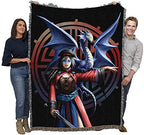 Pure Country Weavers Look to The East Dragon Woven Blanket by Anne Stokes - Fantasy Gift Cotton Tapestry Throw - Made in The USA - 72" x 54" - color: East, size: 72" x 54"