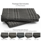 PHF 100% Cotton Waffle Pillow Shams Standard Size, 2 Pack 20" x 26" Soft Skin-Friendly Pillowcases, No Filling, Aesthetic Woven and Breathable Waffle Weave Pillow Case Covers for Bed, Charcoal Grey - color: Charcoal Grey, size: 26" x 20" (Pack of 2)