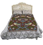 Pure Country Weavers William Morris Strawberry Thief Scarlet Blanket - Arts & Crafts - Gift Tapestry Throw Woven from Cotton - Made in the USA (72x54) - color: Scarlet, size: Large