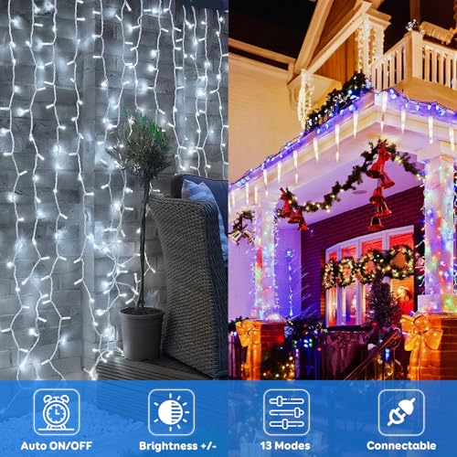 88FT 240LED Connectable String Lights Indoor Outdoor Clear Wire, Cold White⇋Multicolor Christmas String Lights, Plug in Twinkle Fairy Light With Timer For Wedding Patio Tree Yard Christmas Decorations - color: Multicolor ⇋ Cool White, size: 240LED