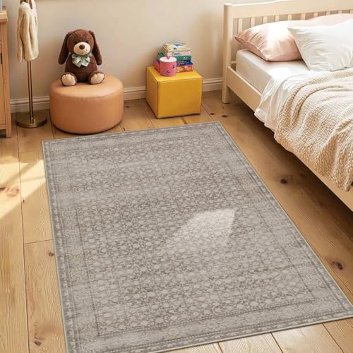 Rugxara 3x5 Washable Entryway Rug, Non Slip Boho Runner Rugs for Hallway, Entrance, Kitchen, Bathroom, Laundry Room, Soft Entryway Carpet, Throw Low Pile Retro Imitation Wool Carpet, Apricot - color: Apricot, size: 3' x 5' (Rectangular)