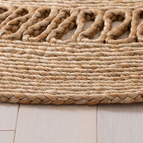 SAFAVIEH Natural Fiber Collection Area Rug - 9' Round, Natural, Handmade Boho Country Charm Jute, Ideal for High Traffic Areas in Living Room, Bedroom (NFB254A) - size: 9' (Round)