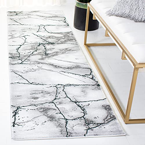 SAFAVIEH Craft Collection Runner Rug - 2'3" x 8', Grey & Green, Modern Abstract Design, Non-Shedding & Easy Care, Ideal for High Traffic Areas in Living Room, Bedroom (CFT877Y) - color: Grey/Green, size: 2'3" x 8' (Runner)