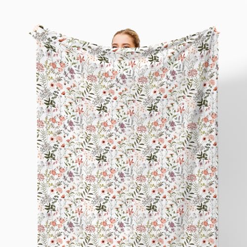 Watercolor Floral Throw Blanket for Couch, Cottagecore Home Decor, Vintage Nature Wildflower Botanical Throw Blanket for Bedroom Living Room Home Decoration, 50x60 Inches - color: Color_3