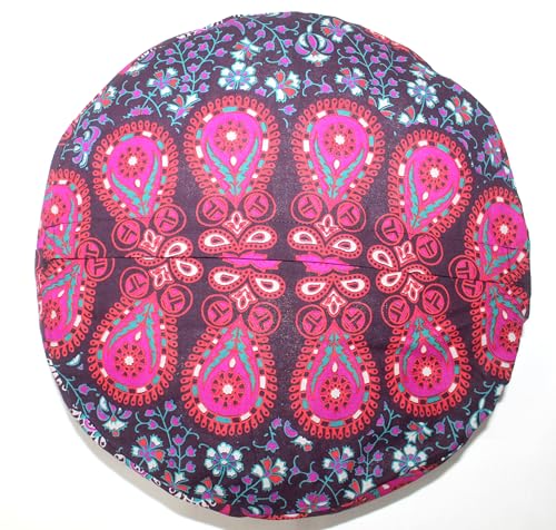 INDIAN CRAFT CASTLE ICC Mandala Barmeri Large Floor Pillow Cover Cushion Meditation Seating Ottoman Throw Cover Hippie Decorative Zipped Bohemian Pouf Ottoman Cases Pink Peacock 16" Round - color: Pink, size: 16"D x 16"W x 5"H