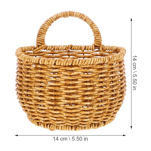 TEHAUX Woven Hanging Basket Imitation Rattan Wall-Mounted Sundries Storage Basket Lightweight Fruit Vegetable for Kitchen Home Dorm Balcony Decor 5.51 X 3.93 X 5.51 in