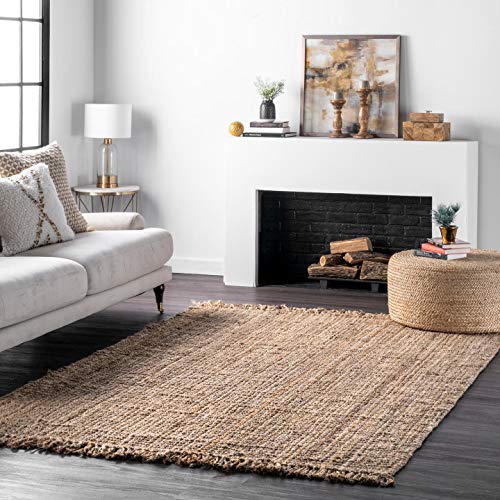 Nuloom Daniela Natural, 2' x 3', Handmade, Jute, Tassel, Soft and Textured, High Traffic, Stain Resistant, Easy Clean, Durable Area Rug for Bedroom, Living Room, Dining Space, Foyer, Entryway - color: Natural, size: 2' x 3' (Rectangular)