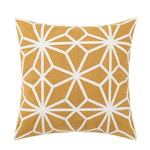 vctops Embroidery Cotton Decorative Throw Pillow Cover Boho Geometric Pattern Cushion Cover for Couch Sofa Bed (Yellow D,18"x18") - color: Yellow D, size: 18" x 18" (Pack of 1)