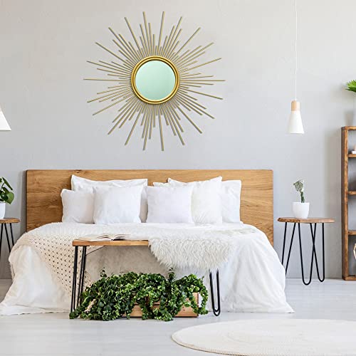 24'' Gold Sunburst Wall Mirror Boho Home Decor Mordern Round Hanging Wall Art for Living Room/Bedroom/Bathroom/Entryway
